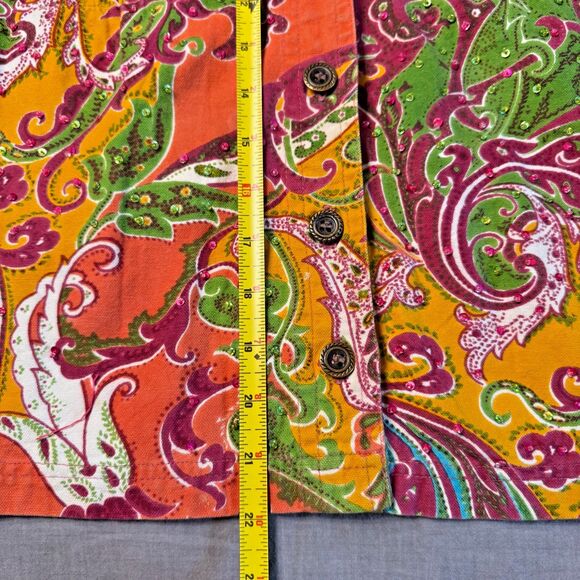 VTG Carrie Allen Paisley Beaded Sequin Denim Jacket Womens Medium Cotton Boho - Picture 10 of 14